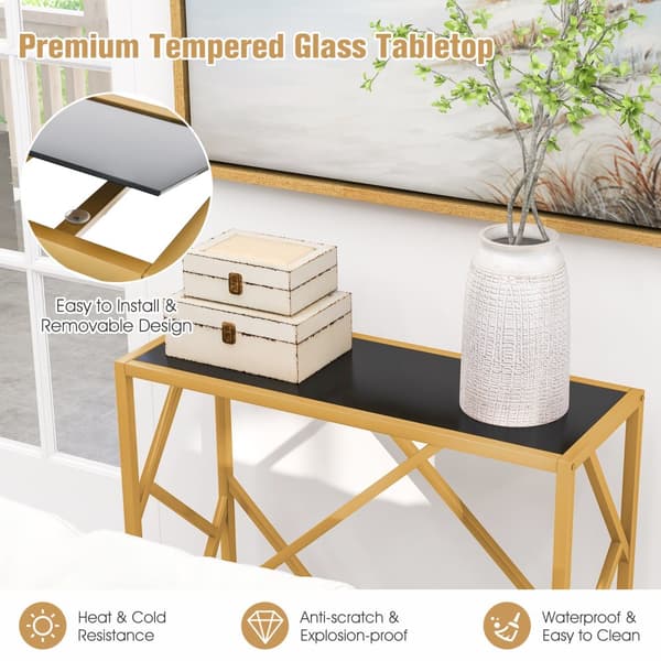 Indgangsbord, 31,5x12x29,5 tommer, Sort Guld
