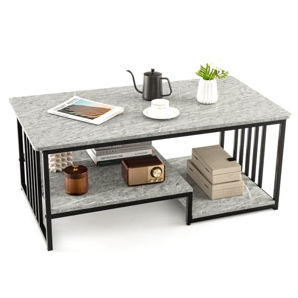 Kaffebord, 43x24x18 tommer, Grå & Sort