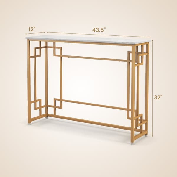 Konsolbord, 43,5"x12"x32", Hvid og Guld