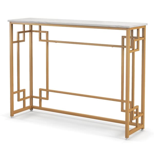 Konsolbord, 43,5"x12"x32", Hvid og Guld