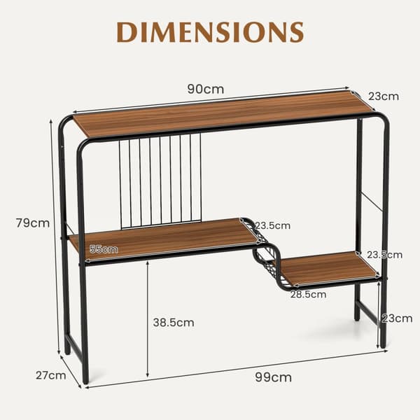 Konsolbord, 39x11x31 tum, Valnöt & Svart