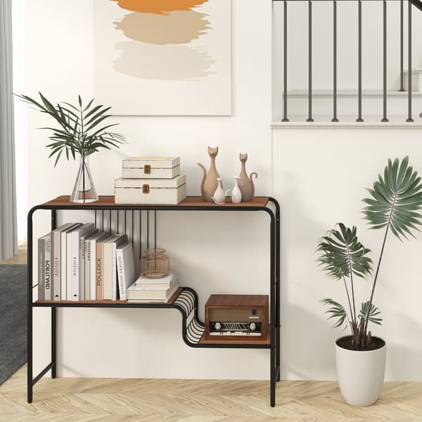 Konsolbord, 39x11x31 tum, Valnöt & Svart