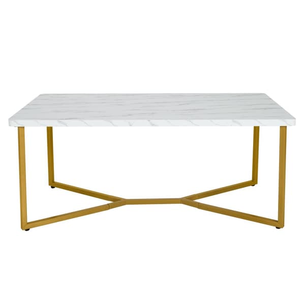 Kaffebord, 107x61x46 cm, Hvid+Guld