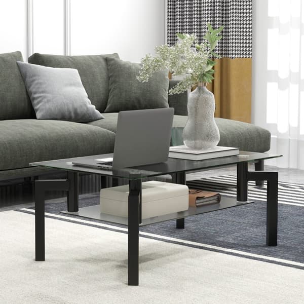 Glas Kaffebord, 100x60x43 cm, Svart