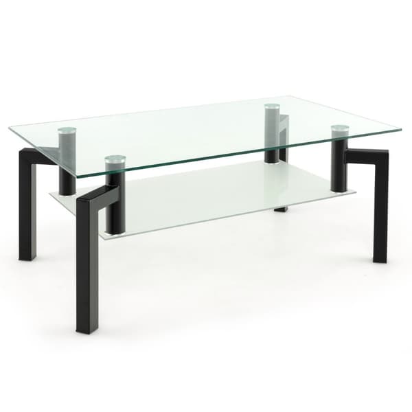 Glas Kaffebord, 100x60x43 cm, Svart