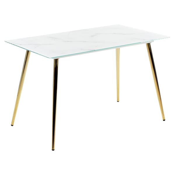 Glasmatbord 120 x 70 cm marmoreffekt med guld MULGA Lumarko!