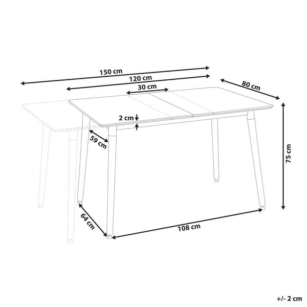 Utdragbart matbord MIRABEL Vitt 120/150 cm 80 cm Lumarko!