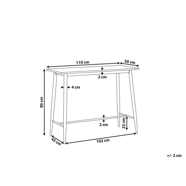 CHAVES Barbord Vitt 110 cm 50 cm Lumarko!