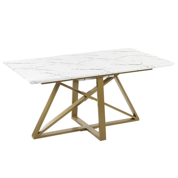 Utdragbart matbord MAXIMUS Vit marmor 160/200 cm 90 cm Lumarko!