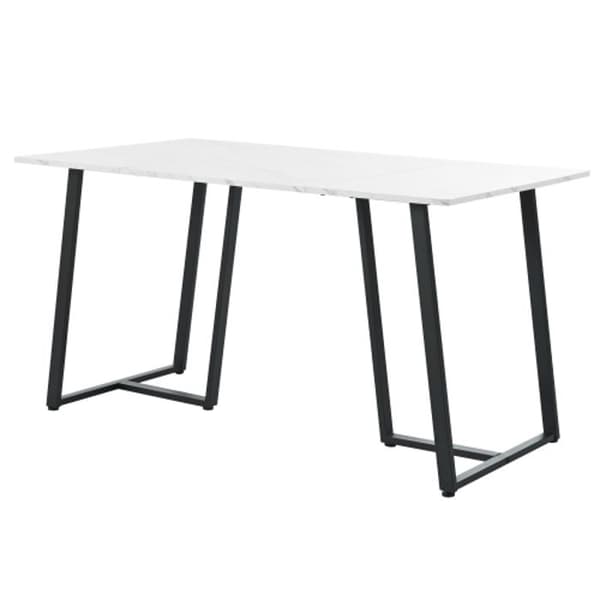 Matbord 140x80cm (1-St) Modern rektangulärt matbord i marmor med justerbara ben, vit/svart