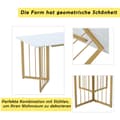 Miniatyrbild 6 av 6: Matgrupp, (bord 140 x 80 x 75 cm med 4 stolar) vit MDF-skiva, gyllene V-formade ben