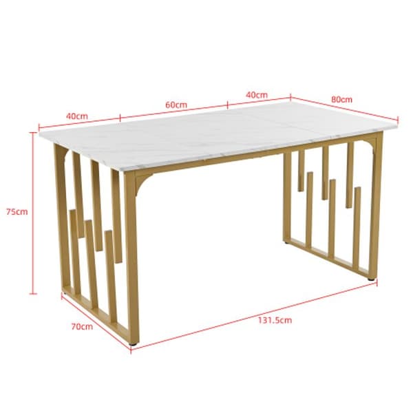 Matsalsbordset (5 delar) 140x80cm, köksbord med ben i guldmetall, matstolar i svart sammet