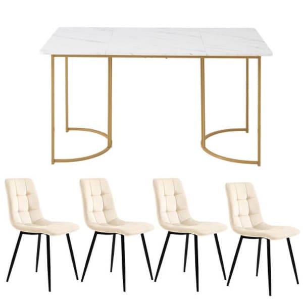 Matgrupp (5 delar), matbord med 4 stolar 140 x 80 cm Matbord