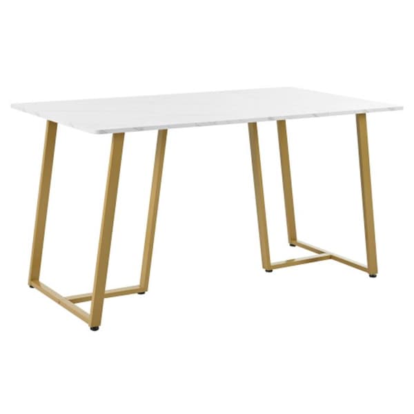 Matbord 140 x 80 cm (1-St) metallstruktur rektangulärt bord i marmor med justerbara ben
