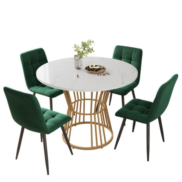 Matsalsbordset (5 delar), matsalsbordset med 4 stolar, bord med 100 cm diameter