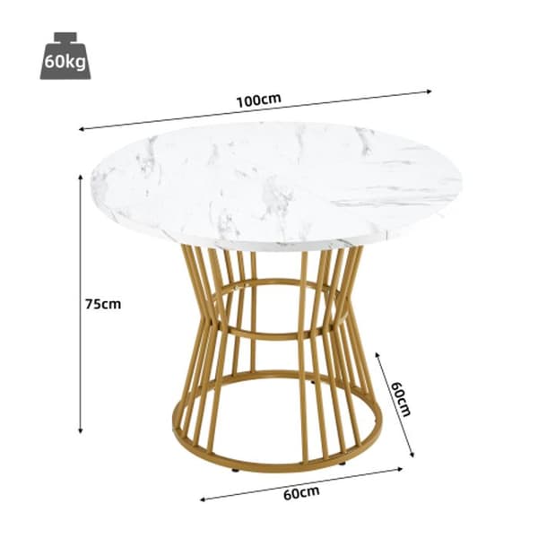 Matsalsbordset (5 delar), matsalsbordset med 4 stolar, bord med 100 cm diameter