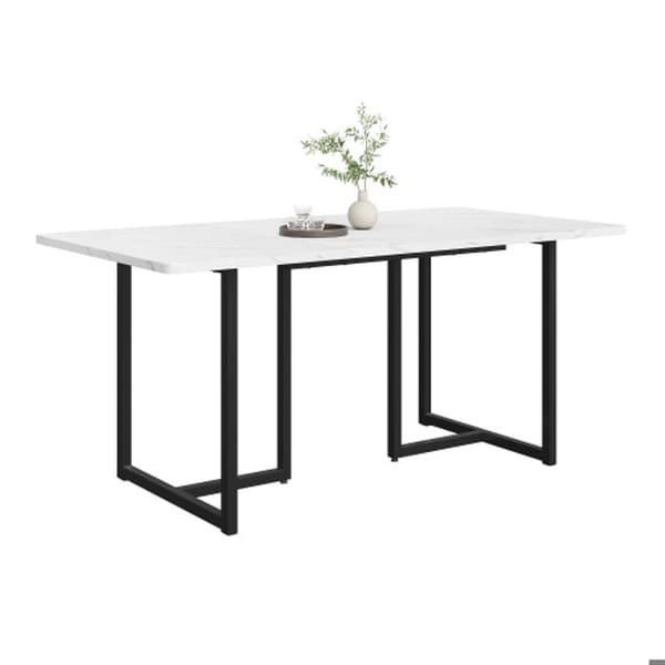 Matbord, 140 x 80 x 75 cm, (1 våning), med justerbara ben Kökstabell, vit/svart