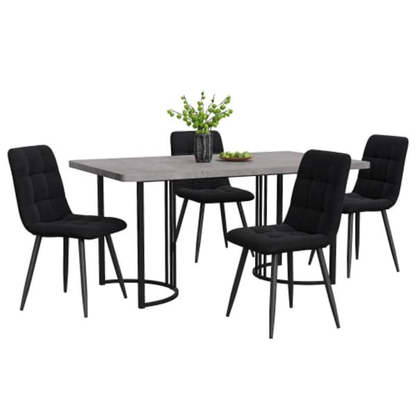 Matgrupp (5 delar), matsalsbord med 4 stolar, 140 x 80 cm bordsskiva i grå MDF