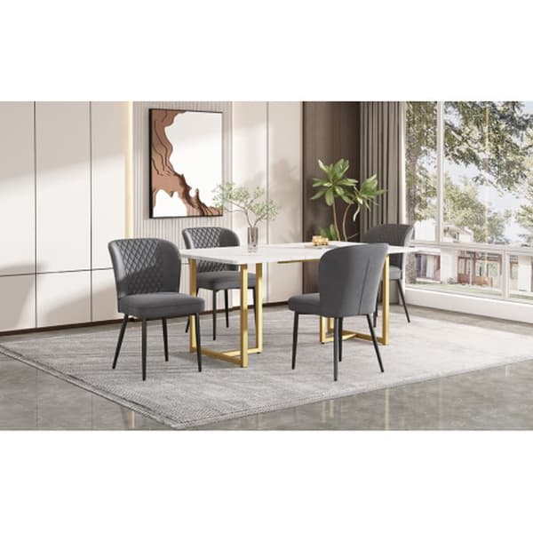 Matsalsset, (bord 140 x 80 x 75 cm med 4 stolar), mörkgrå sammetsmatstolar