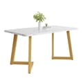 Miniatyrbild 2 av 6: Matbord, 117x68 cm (1-St), Modern rektangulärt matbord i marmor, vit, guld/vit