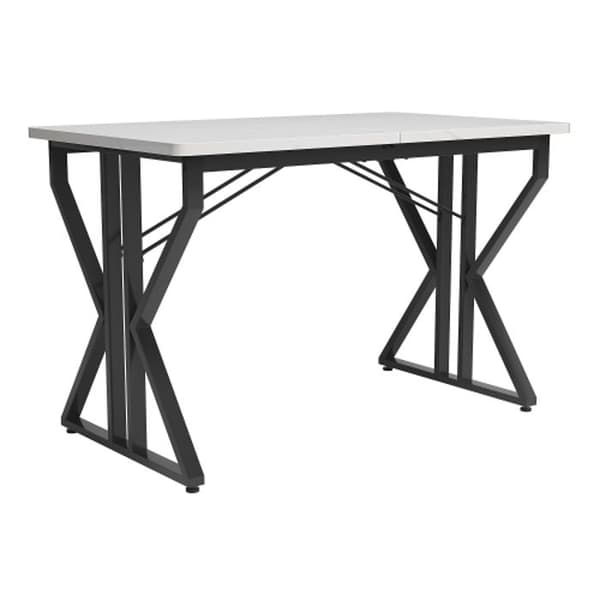 Matsalsbord med metallben (119 x 70 cm) Modern marmorimitation matsalsbord med svarta ben