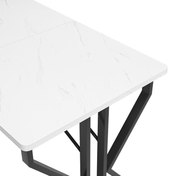 Matsalsbord med metallben (119 x 70 cm) Modern marmorimitation matsalsbord med svarta ben