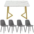 Miniatyrbild 3 av 6: Matsalsset, (5-delat set), modern köksbord och 4 stolar, (med ryggstöd)