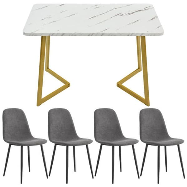 Matsalsset, (5-delat set), modern köksbord och 4 stolar, (med ryggstöd)