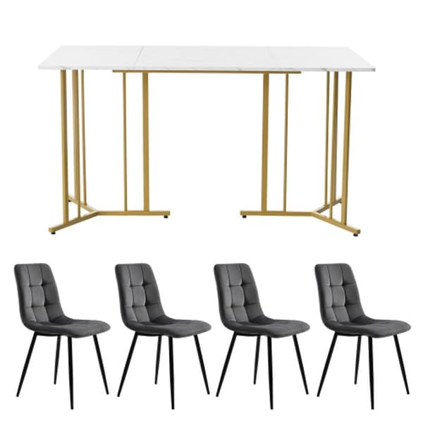 Matgrupp (5 delar), matbord med 4 stolar 140 x 80 cm