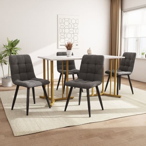 Matgrupp (5 delar), matbord med 4 stolar 140 x 80 cm