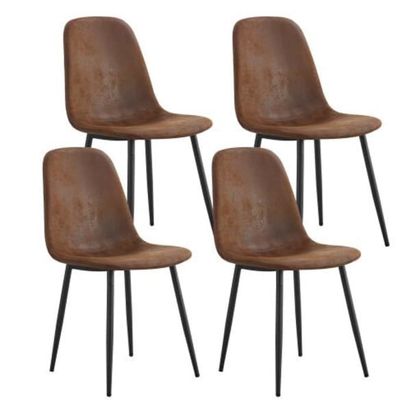Matgrupp, (5 delar), modern köksbord med 4 stolar, sitsar i faux daim, ben i järn