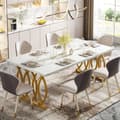 Miniatyrbild 5 av 10: Tribesigns Modern Matbord, 160 x 80 x 75 cm, Rektangulär Köksbord, Stilren Design, för 4-6 personer, Vit och guld