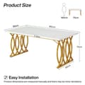 Miniatyrbild 2 av 10: Tribesigns Modern Matbord, 160 x 80 x 75 cm, Rektangulär Köksbord, Stilren Design, för 4-6 personer, Vit och guld