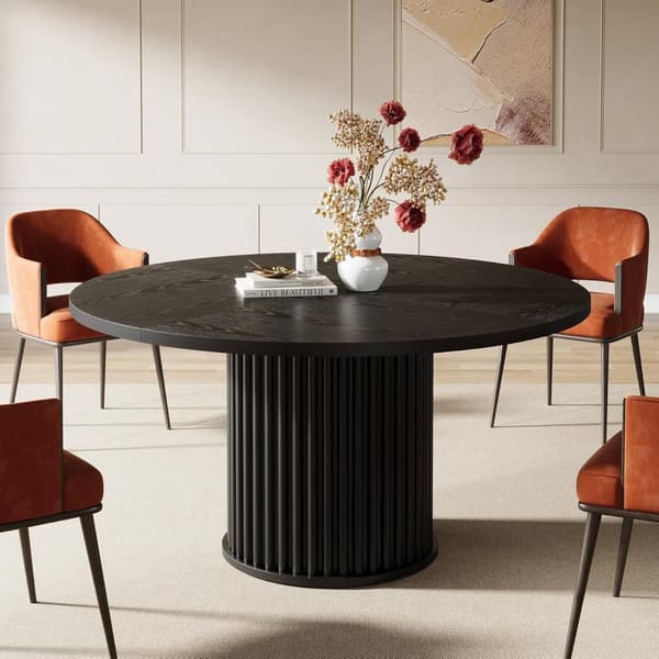 Tribesigns Pyöreä ruokapöytä, 120 x 120 x 75 cm, Moderni keittiöpöytä, MDF-pähkinälevy, olohuoneeseen ja ruokasaliin, musta