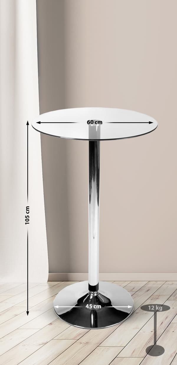 Runt glasbord 105 cm 60 x 60 x 105 cm