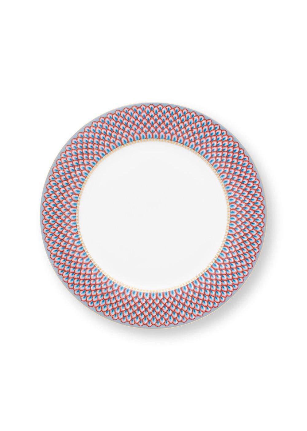 Plate Flower Festival Scallop Red-Light Blue 26.5cm