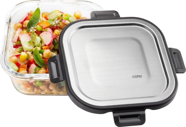 GEFU 12757 Square Container 0,8 L musta, läpinäkyvä 1 kpl