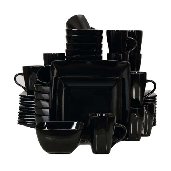 Sort Keramisk Porcelænsservise, Mikrobølgesikker, Opvaskemaskinesikker,48-delt 48-PIECE