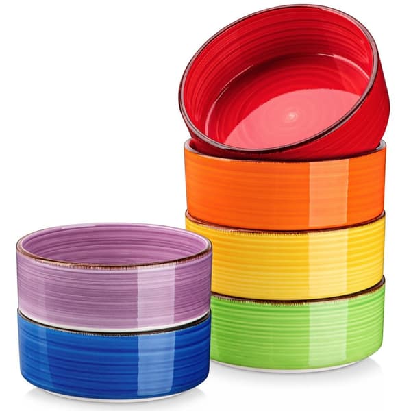 Keramisk Müsliskålset, Handmålad Design, Miljövänligt Material,Blanda färg, 6ST