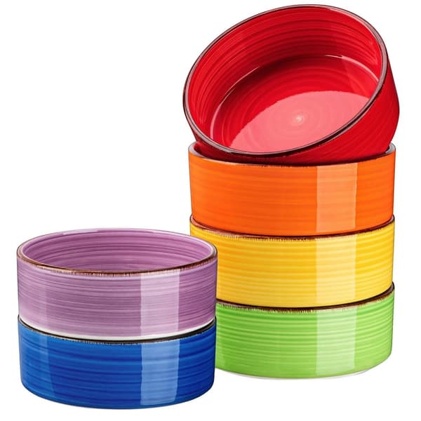 Keramisk Müsliskålset, Handmålad Design, Miljövänligt Material,Blanda färg, 6ST Mix color