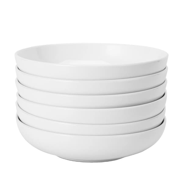 Pasta-astiasetti, 8 tuuman koko, 6 kappaletta,VALKOINEN