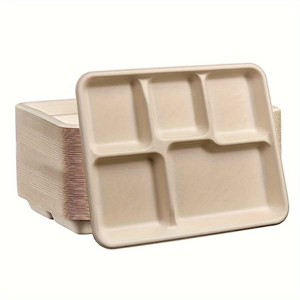 Engångsbiologiskt nedbrytbara tallrikar, 50-pack, kraftiga, mikrovågssäkra,50 paket