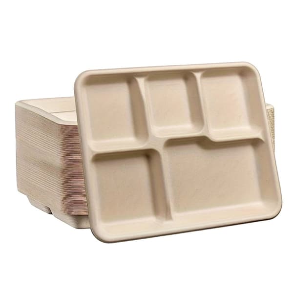 Engångsbiologiskt nedbrytbara tallrikar, 50-pack, kraftiga, mikrovågssäkra,50 paket