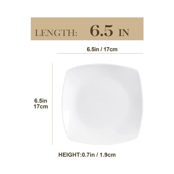 Porcelænsæt, Elegant Firkantet Design, Holdbart Keramisk Materiale,Desserttallerken, 6 PCS