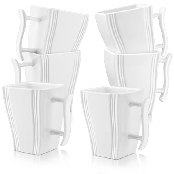 Porcelain Kaffeemuggar, Minimalistisk Design, FDA Certifierad Säker,330 ml, 6 stycken