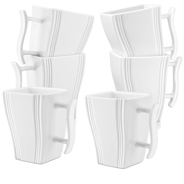 Porcelain Kaffeemuggar, Minimalistisk Design, FDA Certifierad Säker,330 ml, 6 stycken