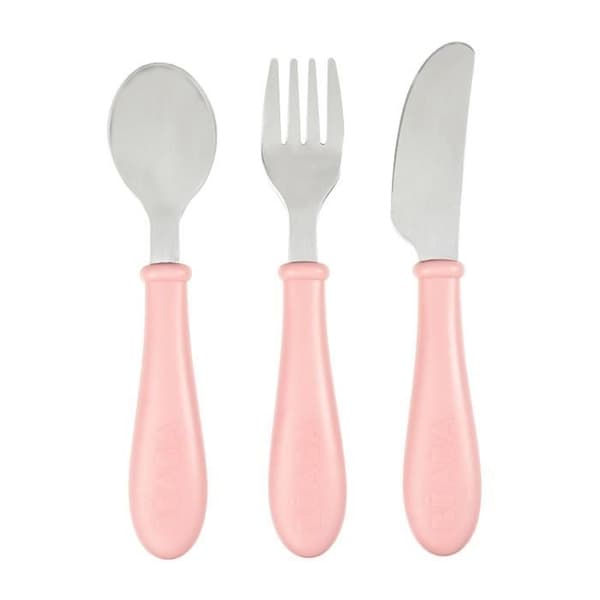 BEABA Set med 3 gamla rosa bestick i rostfritt stål
