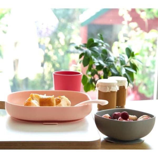 BEABA 4-delat silikon bordsservis - rosa