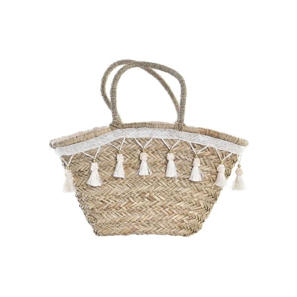 Håndtasker DKD Home Decor Hvid Multifarvet Natur Metal 59 x 16 x 30 cm