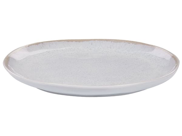Set om 16 delar Ljusgrått stengods Kaolin Handgjord Reaktiv glasyr Finish Servering för 4 personer Hammareffekt Kök Matsal